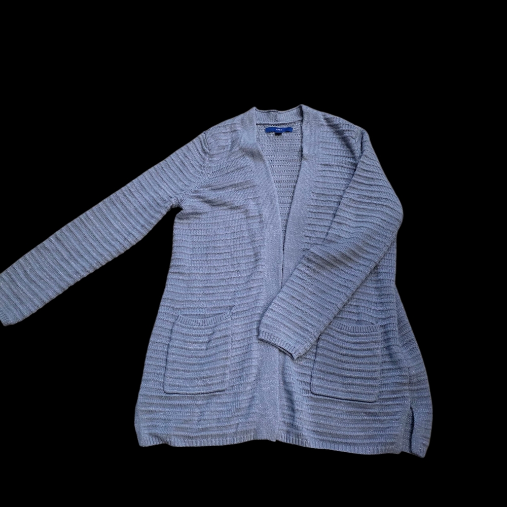 Apt. 9 Women's Light Blue Size Large Ribbed Cardigan With Pockets